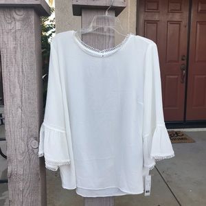 White bell sleeve blouse